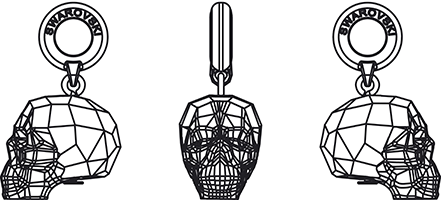 Swarovski BeCharmed & Pavé Beads - 87 008 - BeCharmed Crystal Skull Charm - Line Drawing